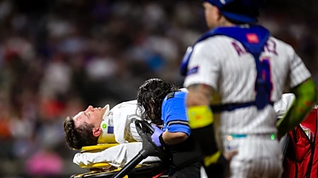 Mets 1B Jared Young (head) taken off field on stretcher