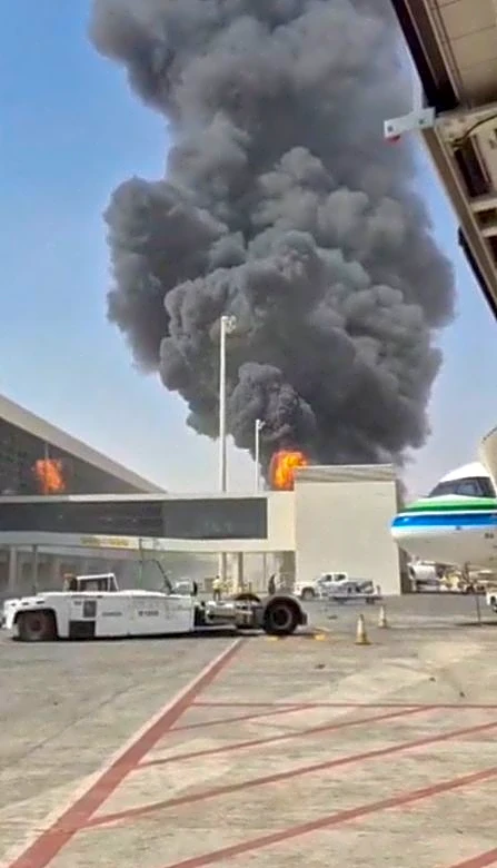 Loud blast at Riyadh airport as travellers evacuated and airlines cancel flights