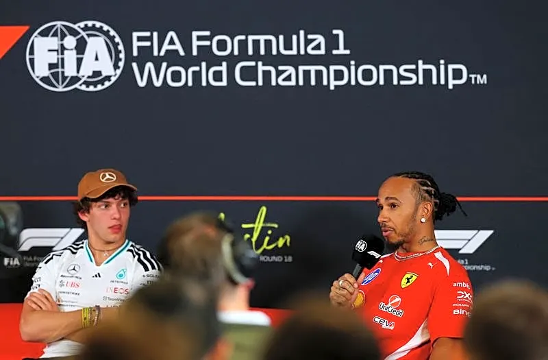Motor racing-'Slow down': Hamilton jokes to champion-in-waiting Antonelli