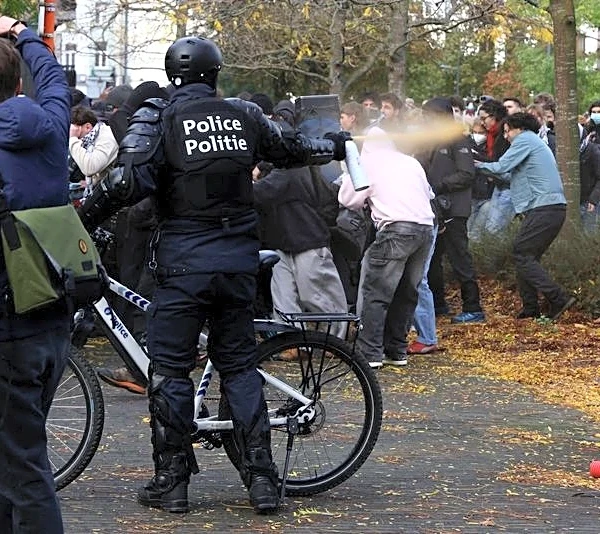 Belgian protesters and police skirmish at anti-government demonstrations in Brussels