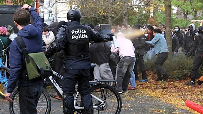 Belgian protesters and police skirmish at anti-government demonstrations in Brussels