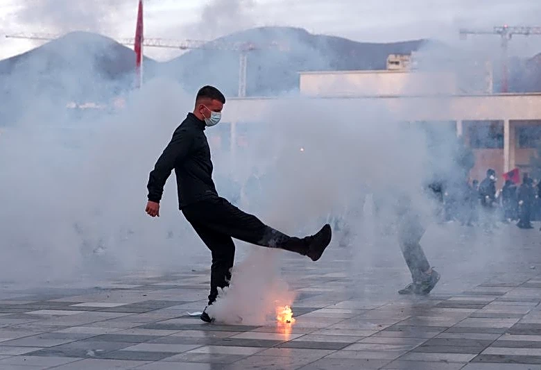 Albanian police fire tear gas as anti-government student protests turn violent