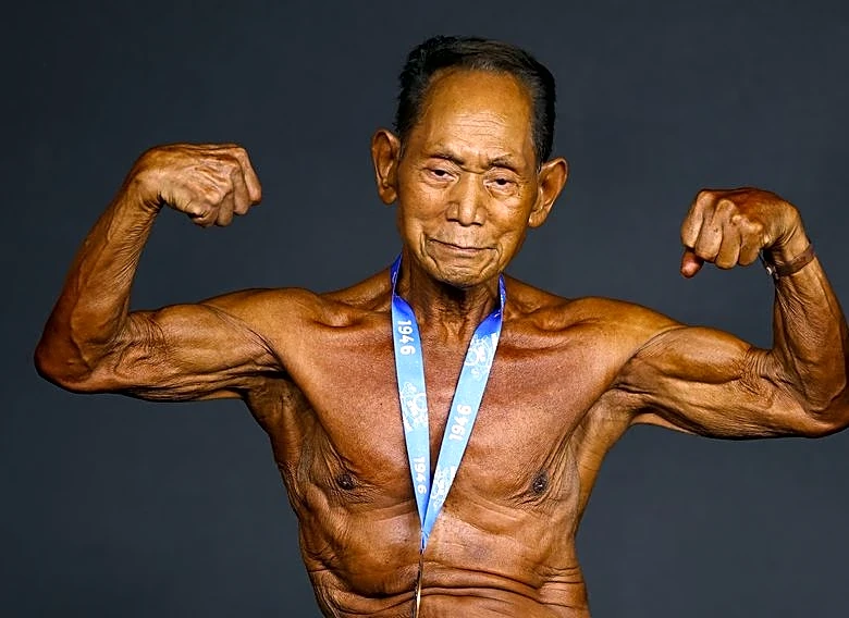 Japanese bodybuilder, 90, flexes ageless ambition on Spanish stage