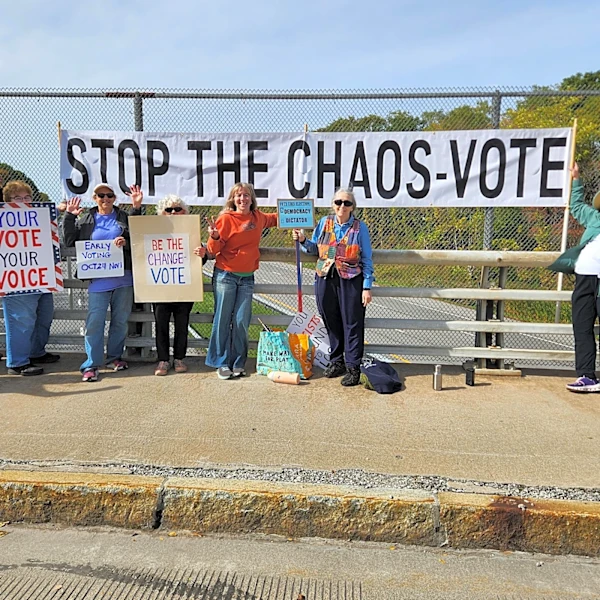 Overpass banner campaign aims to drive voter turnout for Democrats