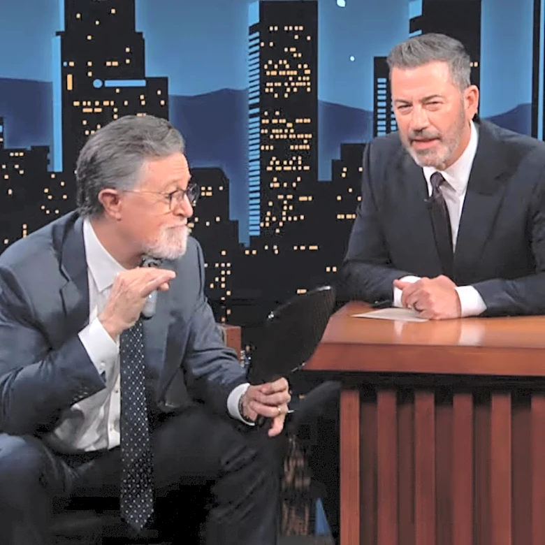 Watch Jimmy Kimmel Goad Stephen Colbert Into Shaving Off His Beard on Air