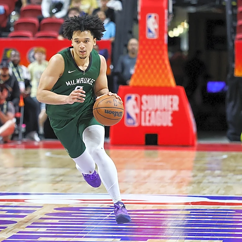 Bucks rookie Brayden Burries pulled up to play in the Drew League