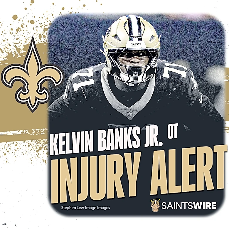 Saints LT Kelvin Banks Jr. carted off with leg injury vs. Ravens