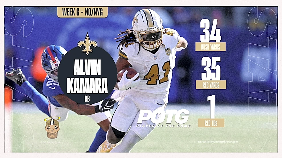 Studs and duds from Saints' dramatic Week 6 win over the Giants