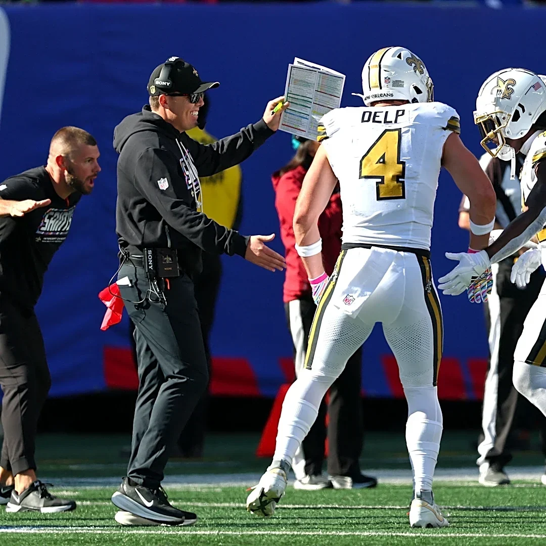 WATCH: Saints HC Kellen Moore issues game balls after beating Giants