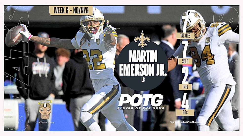 Saints CB Martin Emerson Jr. reflects on breakout 2-interception game