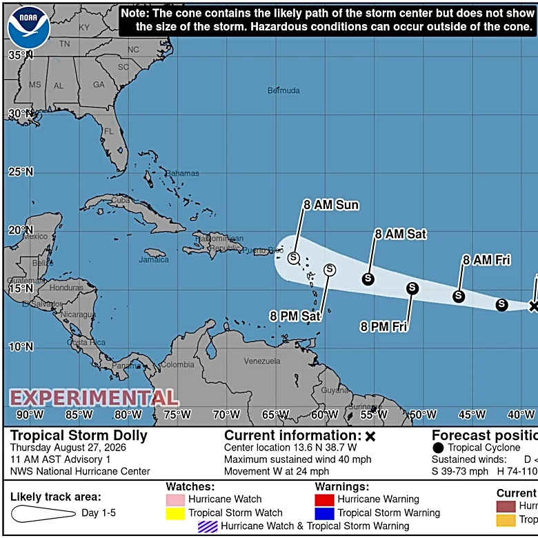 Dolly is officially a tropical storm. Should Georgia worry?