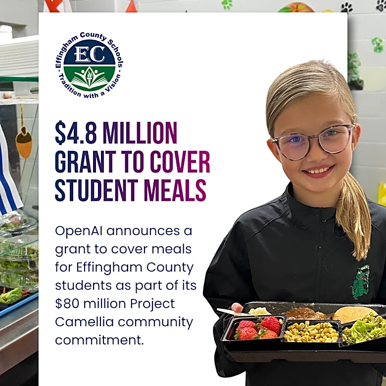 OpenAI contributes $4.8 million to school meals in Effingham County