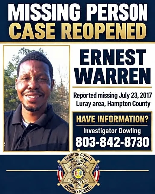 Hampton County Sheriff's Office reopens 2017 missing person case