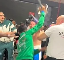 Video: Wild backstage brawl turns ugly, ends with punches and flying dustpans | Misfits Boxing 22