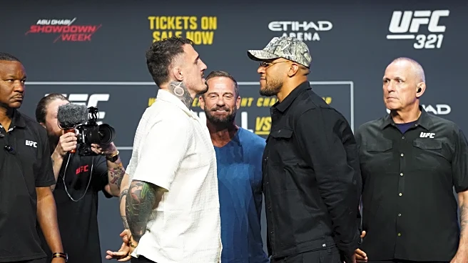 Tom Aspinall, Ciryl Gane face off for first time ahead of UFC 321 title fight