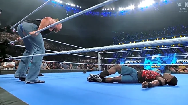 Brock Lesnar splits his pants giving Ron Cena an F5