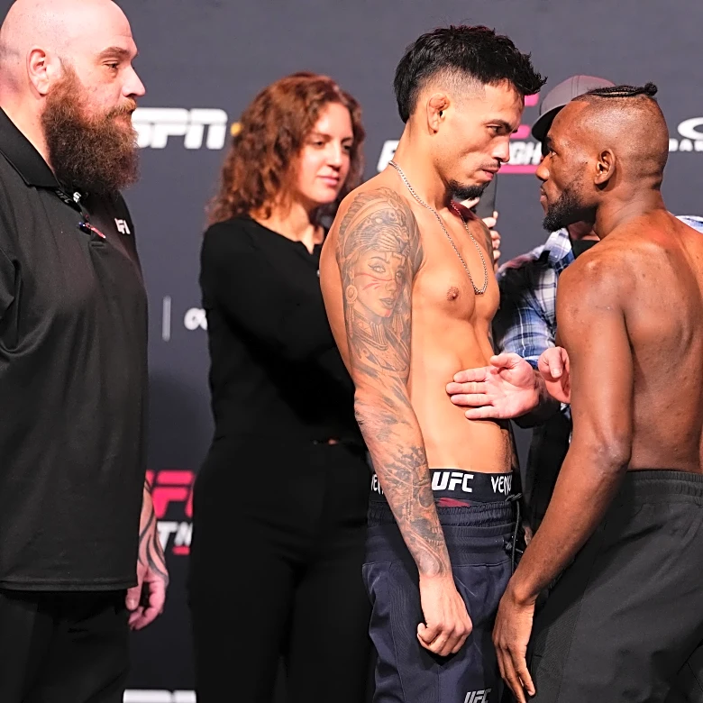 Face off! Brandon Royval stares down Manel Kape at UFC Vegas 112 weigh ins (Video)