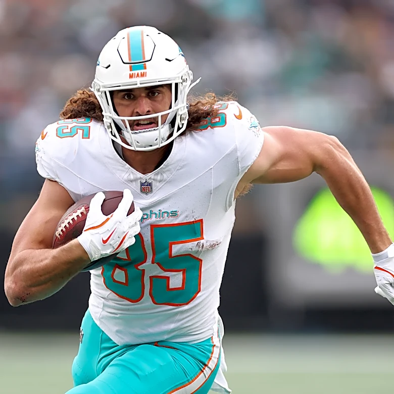 Dolphins’ GM Jon-Eric Sullivan excited to watch Greg Dulcich develop in 2026