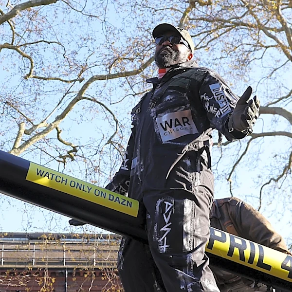 Video: Derek Chisora arrives for Deontay Wilder press conference in decked-out Army tank, stares down ‘Bronze Bomber’