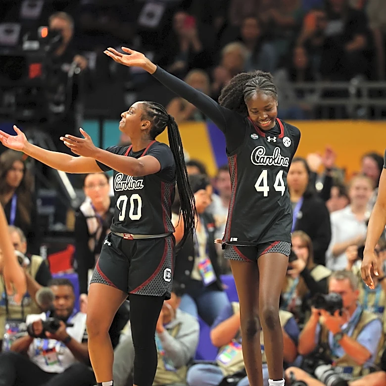 South Carolina shocks UConn and UCLA outlasts Texas, setting up a Gamecocks-Bruins national championship battle