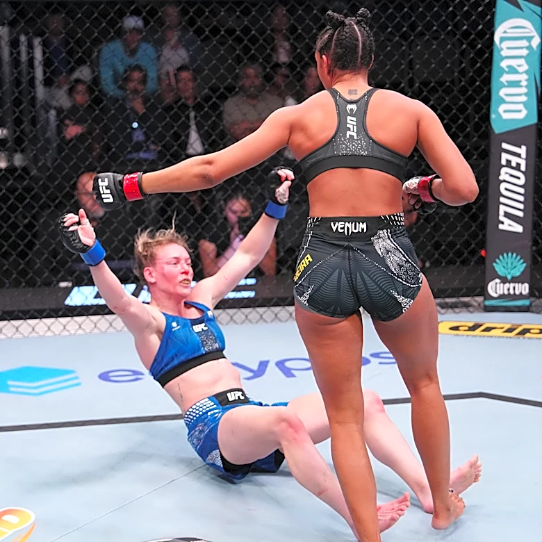 Highlights! 20-year-old ‘Golden Girl’ Alice Pereira delivers incredible knee knockout | UFC Vegas 115
