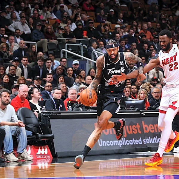 Toronto completes season sweep of Miami, winning 128-114.