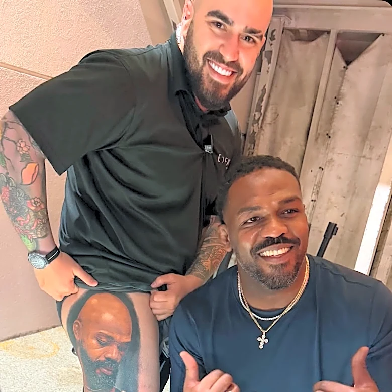 Jon Jones reacts to fan’s giant, lifelike tattoo of his face: ‘That’s crazy!‘