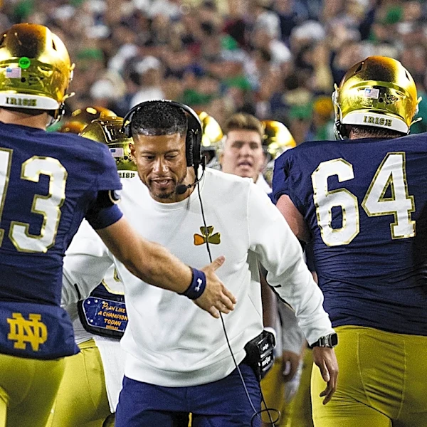 Obviously, Notre Dame’s Marcus Freeman and CJ Carr have a special relationship