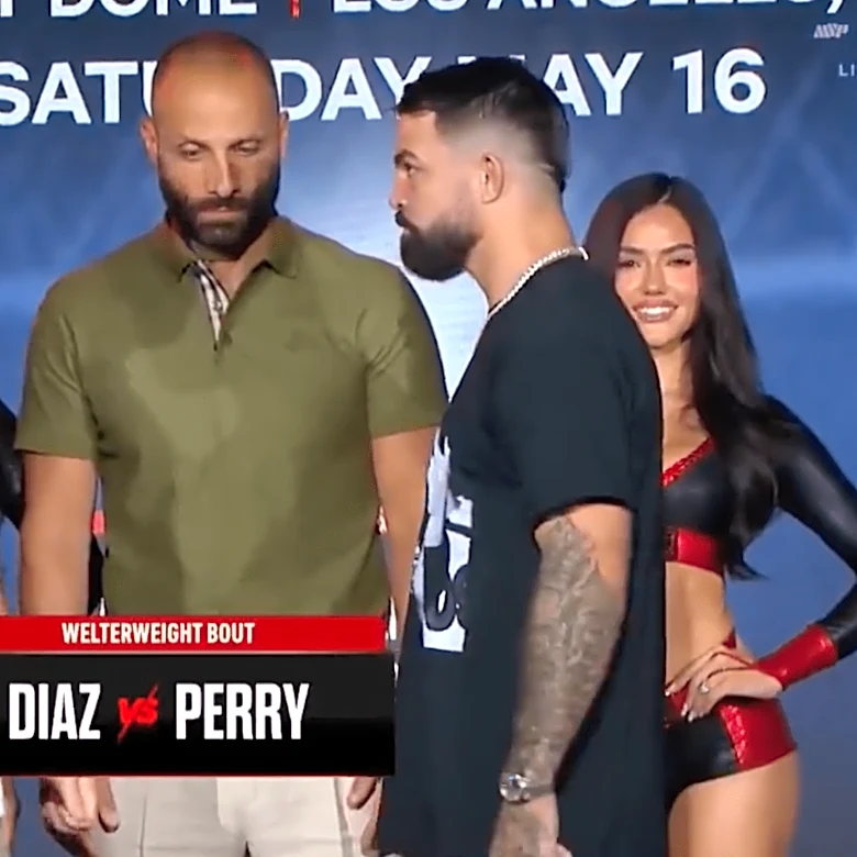 Staredowns! Nate Diaz and Mike Perry finally face off ahead of MVP MMA 1