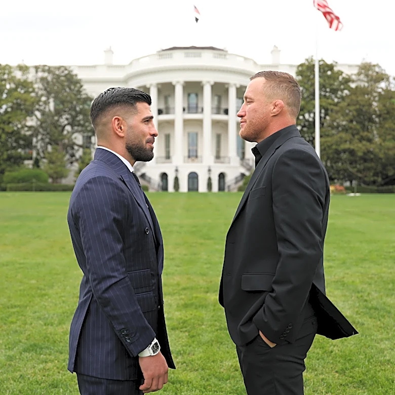 Video! Ilia Topuria and Justin Gaethje face off in front of the White House ahead of UFC Freedom 250