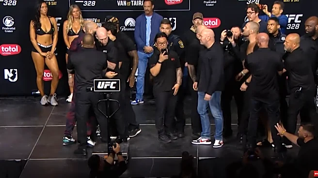 Staredowns! Khamzat Chimaev’s final faceoff with Sean Strickland spoiled by wave of antsy security | UFC 328 video