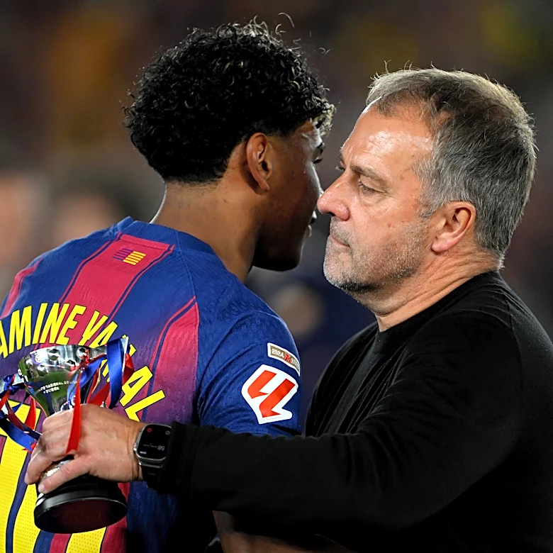 Hansi Flick gives his verdict on Lamine Yamal waving Palestine flag at Barcelona’s title parade