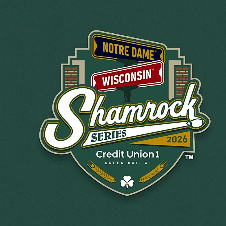 The official logo for Notre Dame’s Shamrock Series game versus Wisconsin