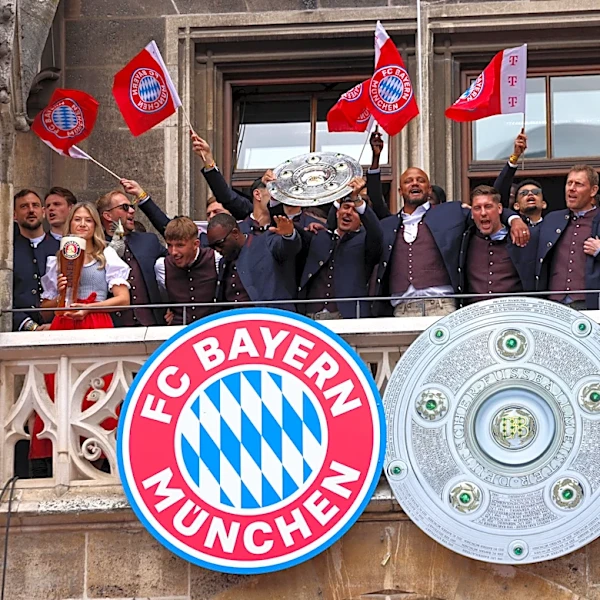 1860 Munich fans insult Bayern Munich with fake club crest during trophy parade