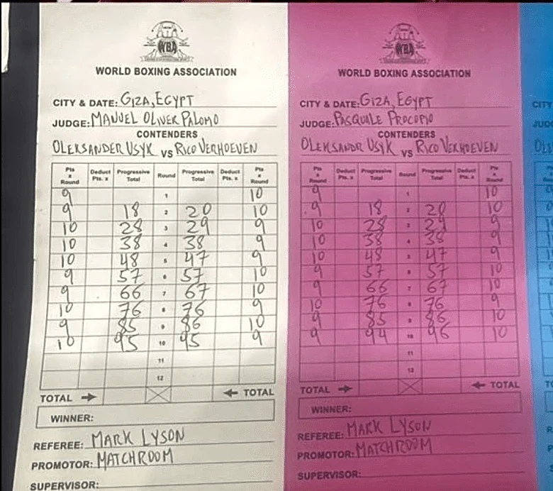 Pic: Usyk vs. Rico scorecards are absolutely wild