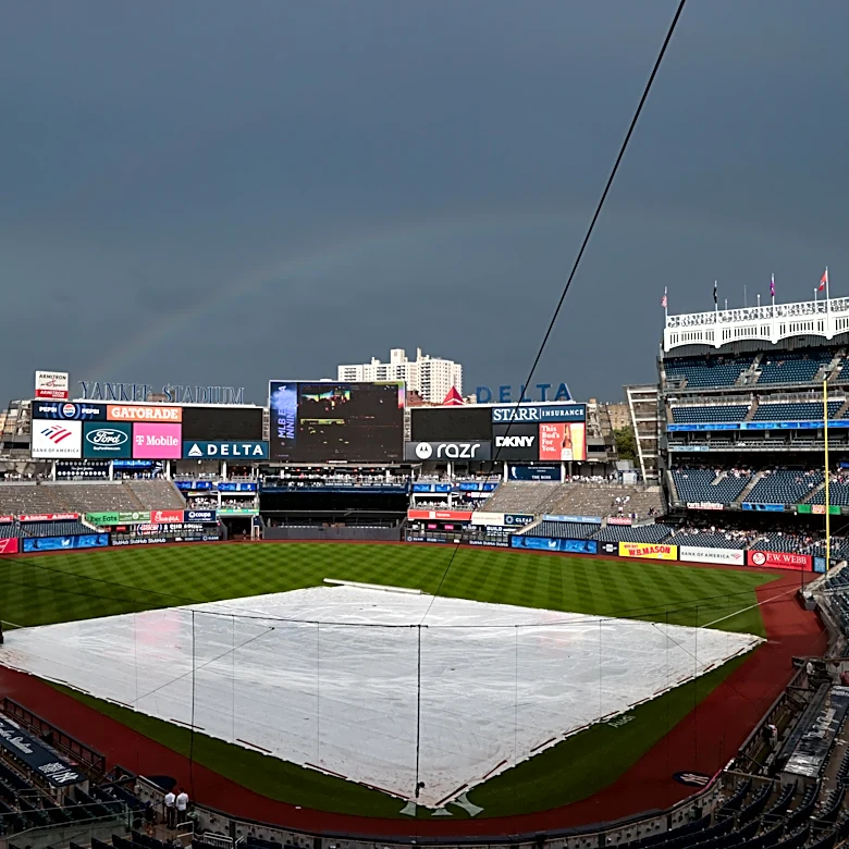 Yankees, Red Sox in rain delay on Saturday night