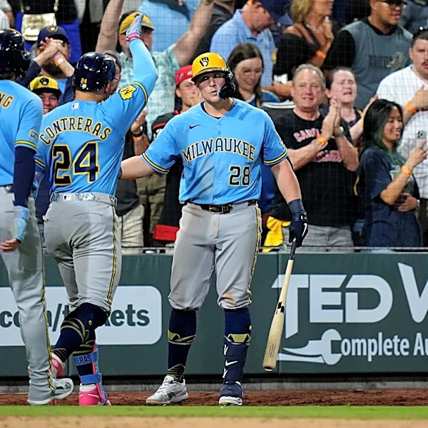 Home run derby breaks out in Las Vegas, Brewers defeat Athletics 15-14 in 12 innings