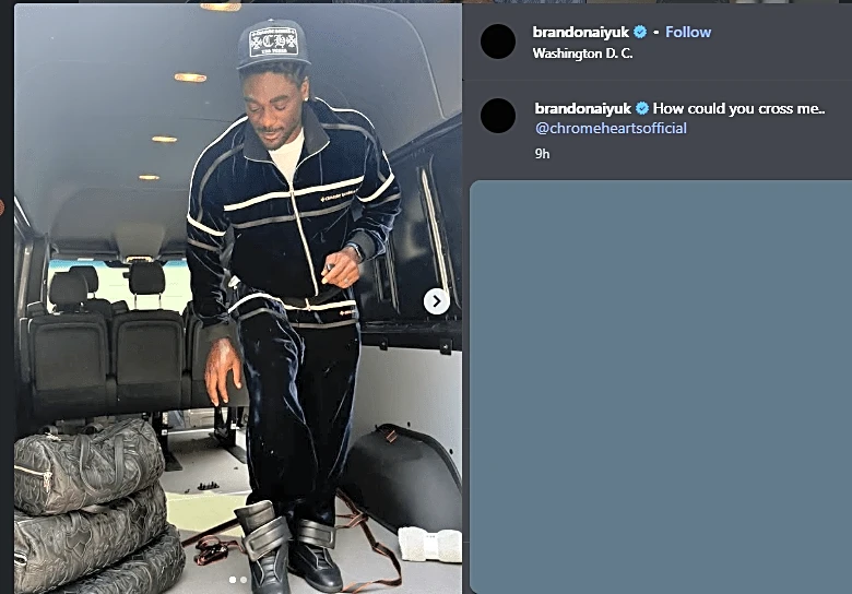 Brandon Aiyuk posts on social media with a Washington D.C. location