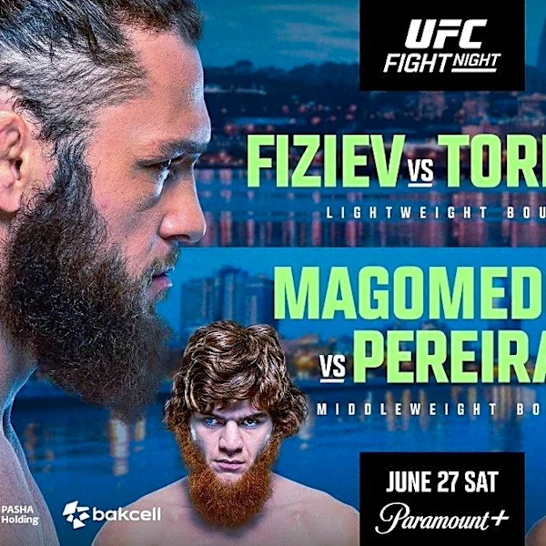 UFC Baku split-screen poster drops for ‘Fiziev vs. Torres’