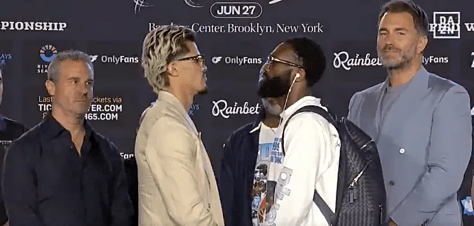 Face Off! Xander Zayas vs. Boots Ennis staredown video from press conference in Brooklyn