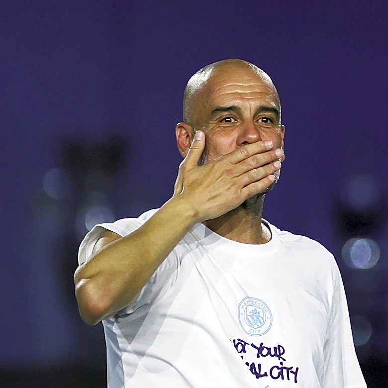 Pep Guardiola present as Barcelona president Joan Laporta takes the reins