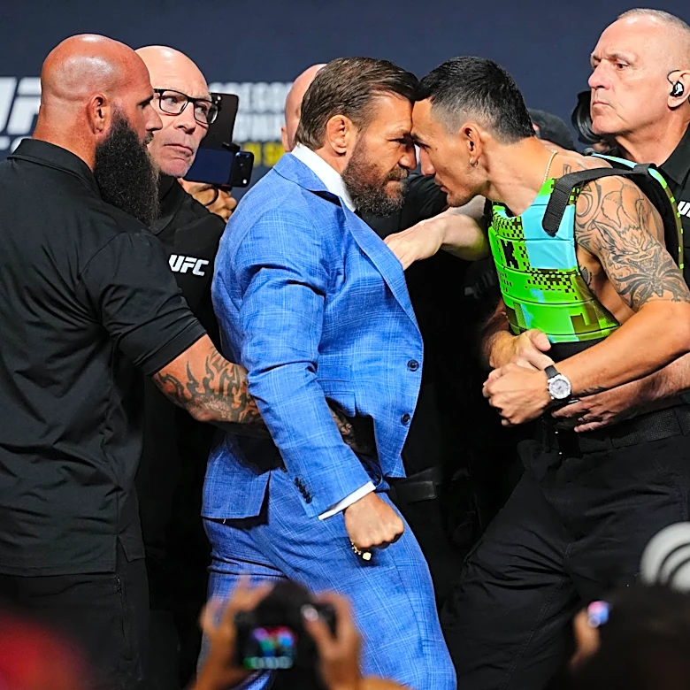 Staredowns! UFC 329 press conference face offs featuring McGregor-Holloway and Pimbett-BSD