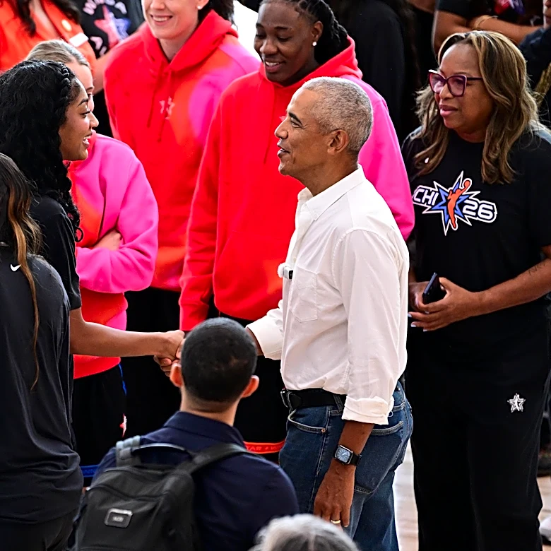 WNBA All-Stars treated to surprise visit from President Barack Obama at Friday practice