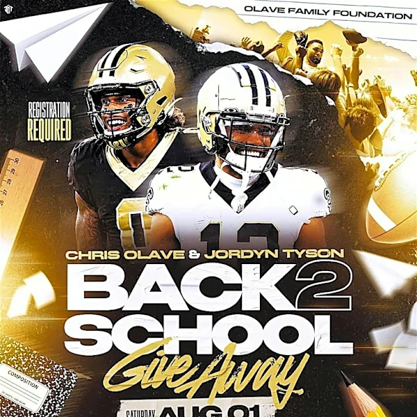 Saints WR Chris Olave and Jordyn Tyson to host back to school giveaway to support local area students