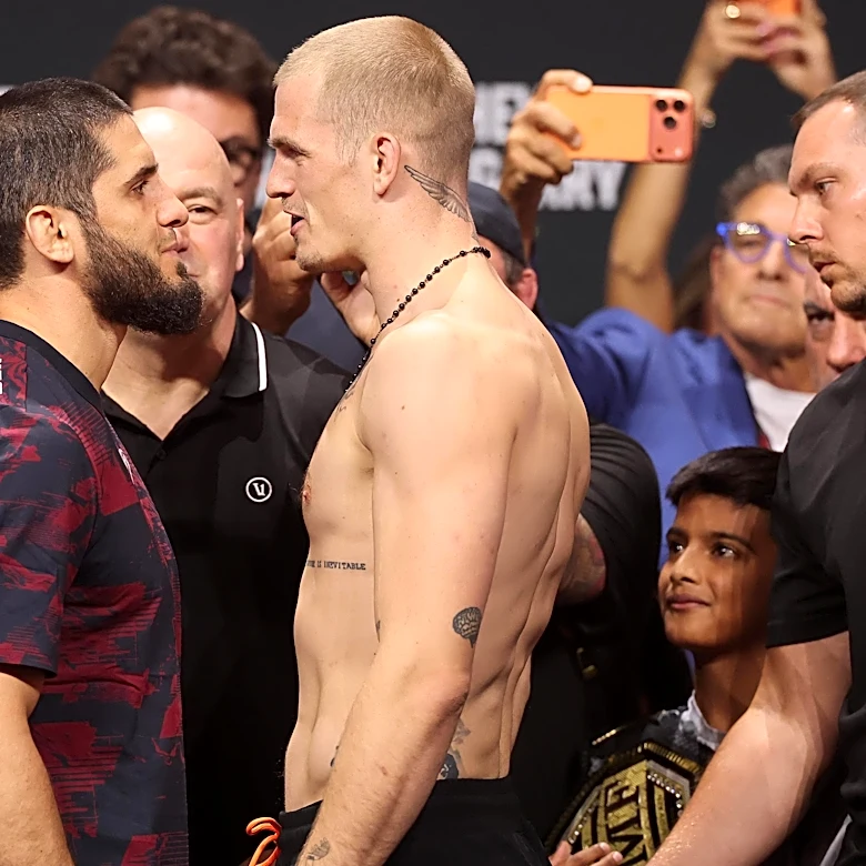 Islam Makhachev, Ian Machado Garry trade words at final faceoff before UFC 330