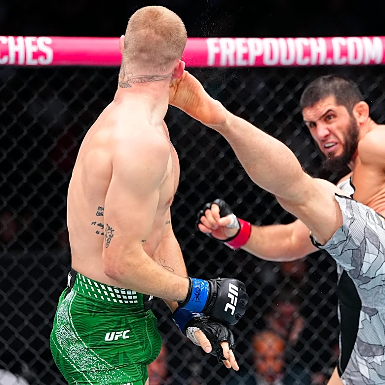 Islam Makhachev scores head kick knockdown, ultimately controls Ian Machado Garry to retain title in UFC 330 main event