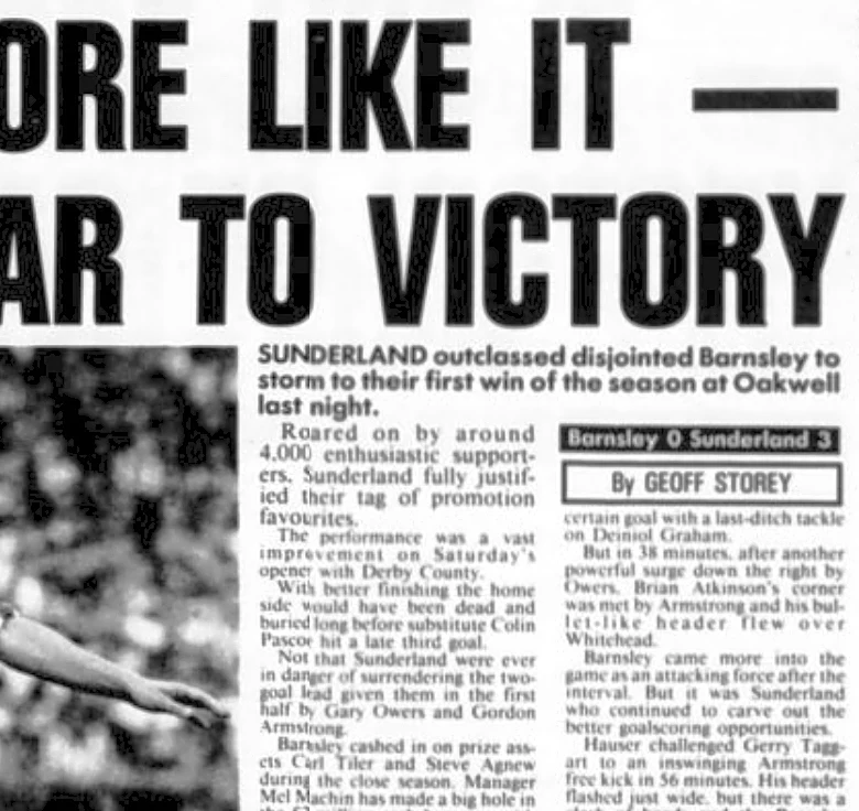 On This Day (20 August 1991) Owers Targets Goals As Sunderland Make Oakwell Trip