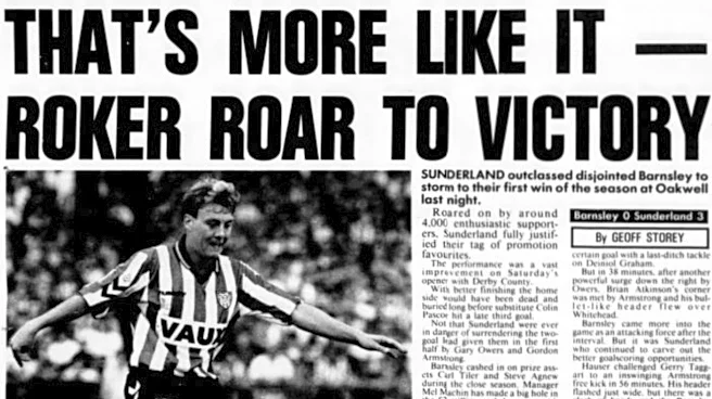 On This Day (20 August 1991) Owers Targets Goals As Sunderland Make Oakwell Trip