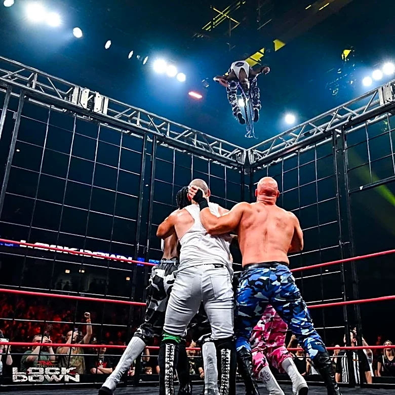 Cool moves: Jumping off the top of the steel cage edition from TNA Lockdown