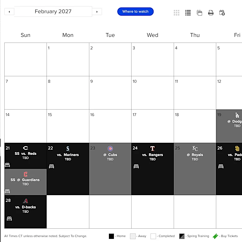 White Sox 2027 Spring Training schedule announced